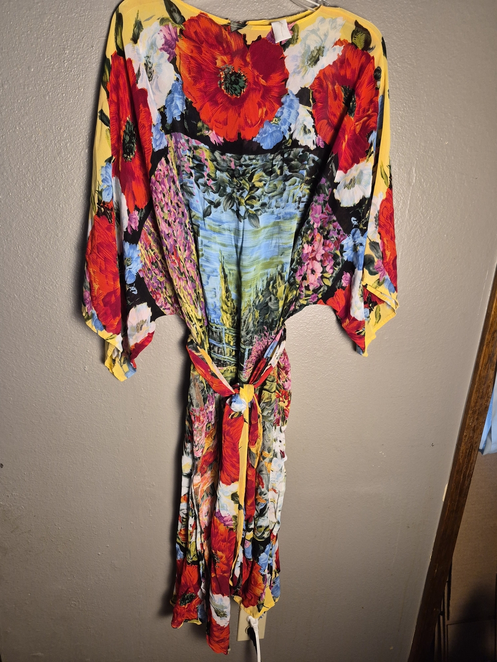 Floral Tie-Waist Maxi Dress in Yellow and Red